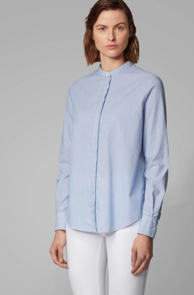 Hugo Boss Relaxed-fit blouse Blå | uE7vrdqx