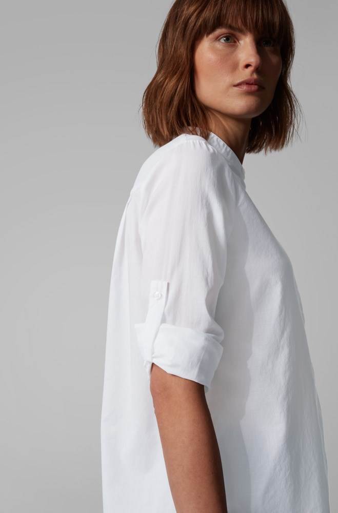 Hugo Boss Relaxed-fit blouse Hvite | TbH2ZWY0