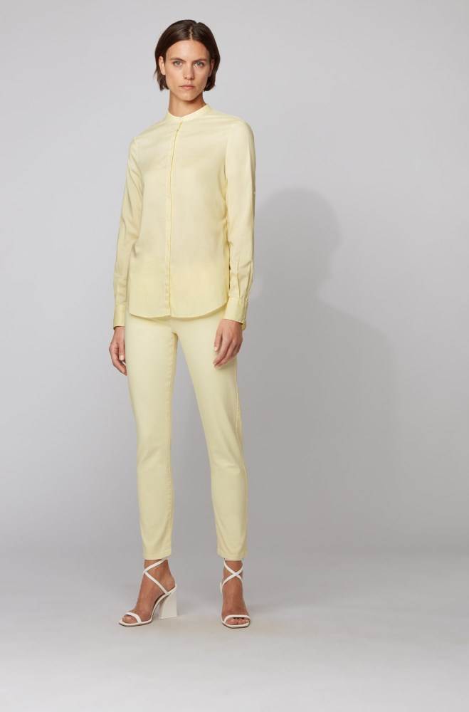 Hugo Boss Relaxed-fit blouse Lyse Gul | QRfiWRiY