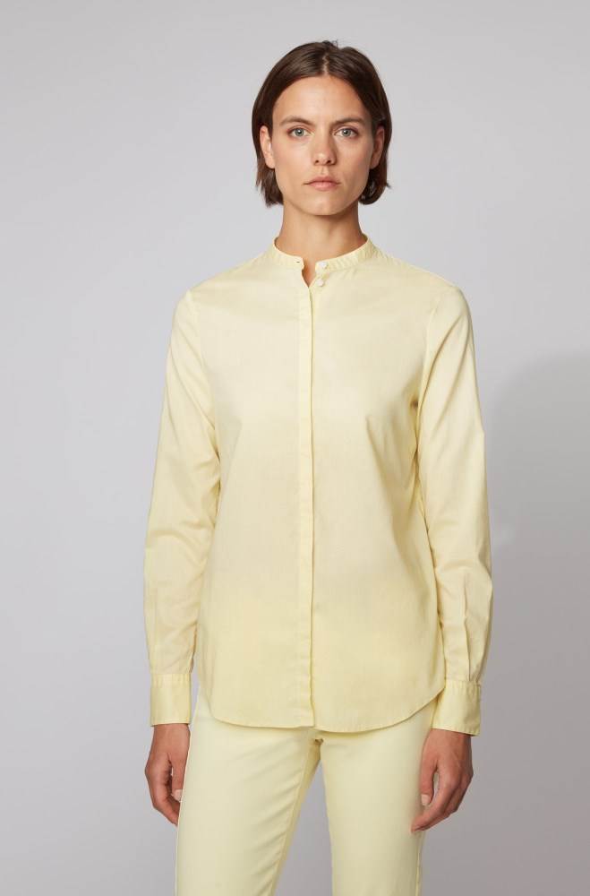 Hugo Boss Relaxed-fit blouse Lyse Gul | QRfiWRiY