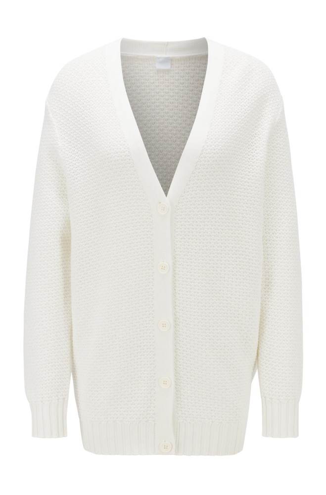 Hugo Boss Relaxed-fit cardigan Hvite | X1ysAUFQ