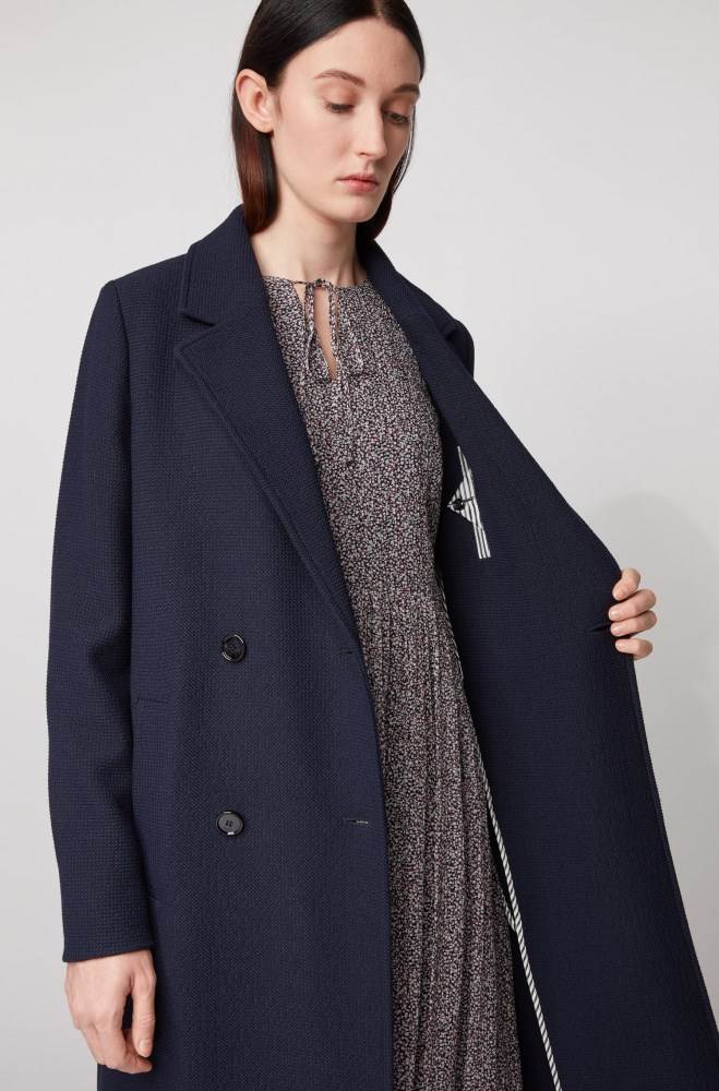 Hugo Boss Relaxed-fit coat Lyse Blå | R3ImWviN