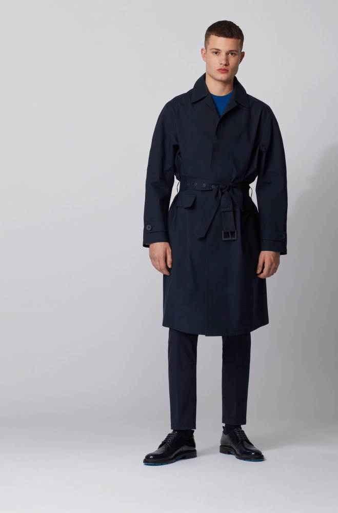 Hugo Boss Relaxed-fit coat Mørke Blå | 8lMUW0Cb