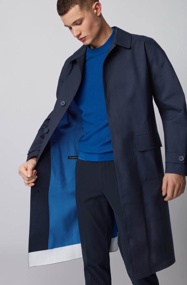 Hugo Boss Relaxed-fit coat Mørke Blå | 8lMUW0Cb