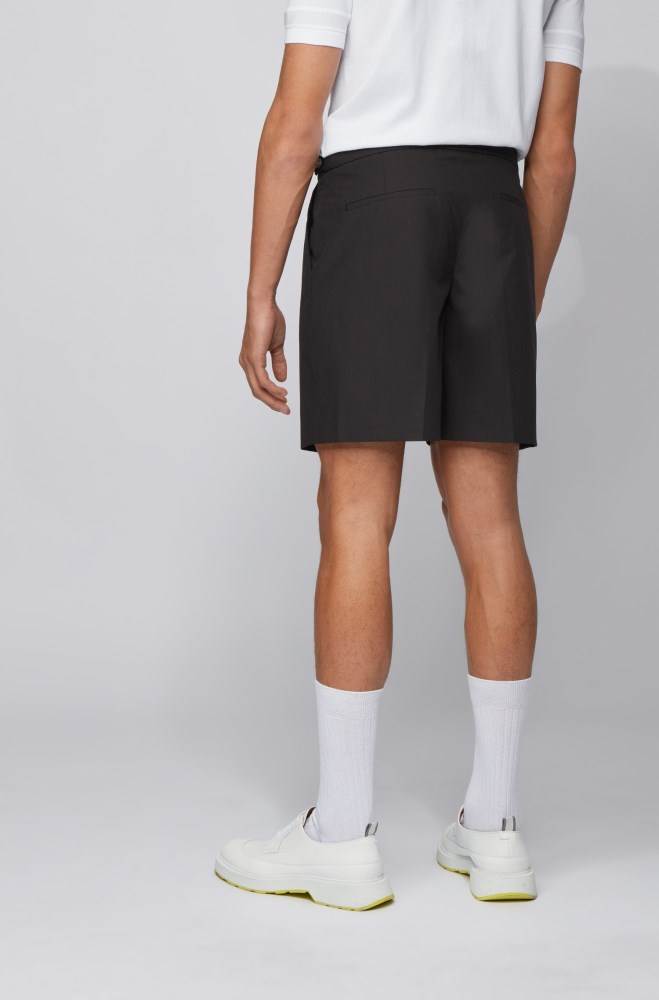 Hugo Boss Relaxed-fit cotton shorts Svarte | 8gvENnK3