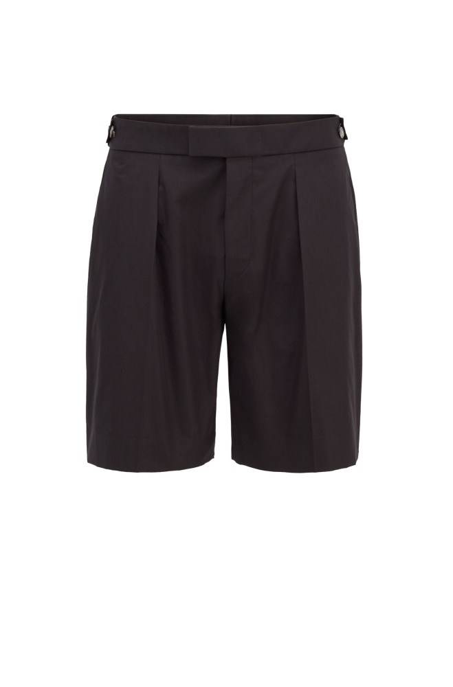 Hugo Boss Relaxed-fit cotton shorts Svarte | 8gvENnK3