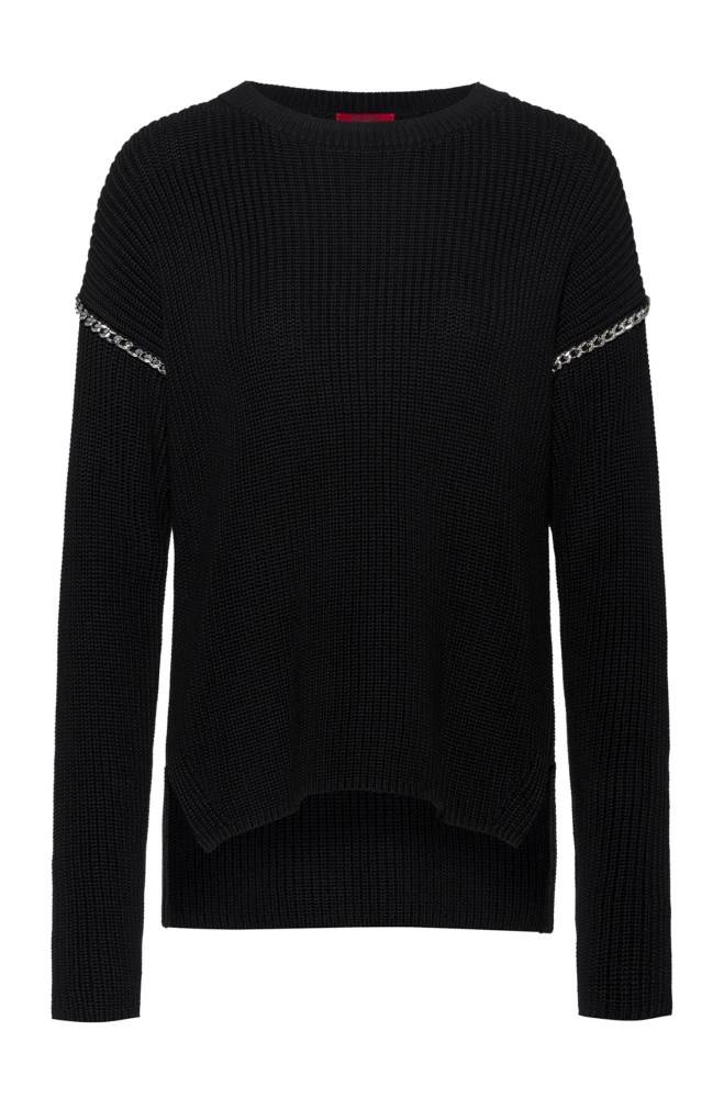 Hugo Boss Relaxed-fit cotton sweater Svarte | zO6Mb2KA