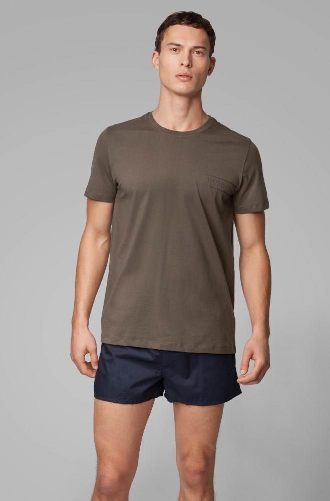 Hugo Boss Relaxed-fit cotton underwear T-shirt Mørke Grønn | POApkqWg