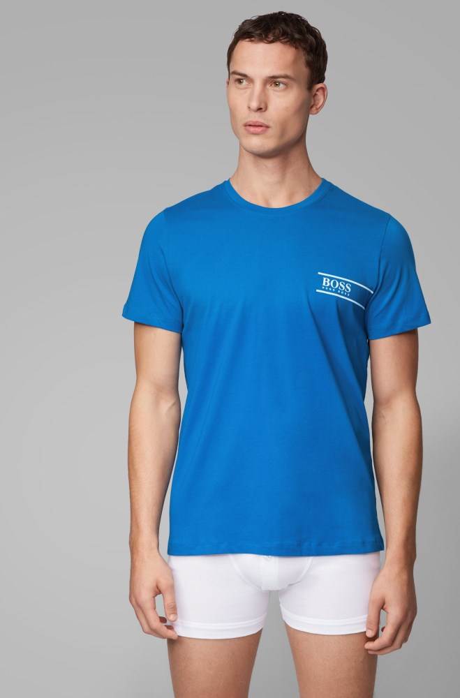 Hugo Boss Relaxed-fit cotton underwear T-shirt Blå | uriMHiLr