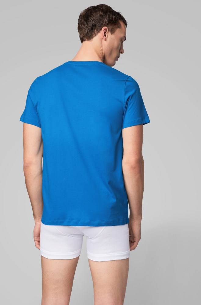 Hugo Boss Relaxed-fit cotton underwear T-shirt Blå | uriMHiLr