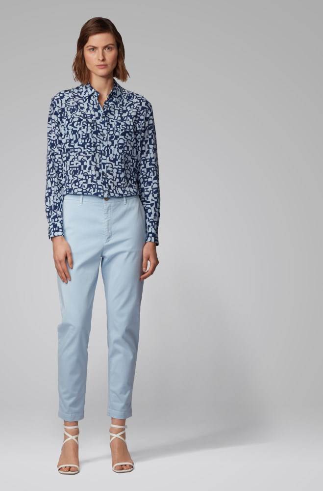 Hugo Boss Relaxed-fit cropped chinos Lyse Blå | 2w5xz3Uj