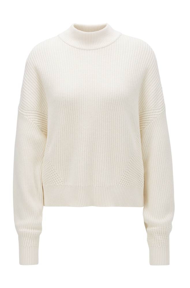 Hugo Boss Relaxed-fit cropped sweater Hvite | ts6nHuKf