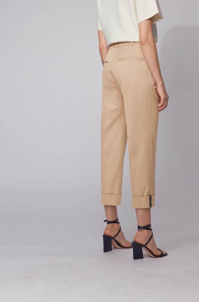 Hugo Boss Relaxed-fit cropped trousers Beige | bfUiuSO8