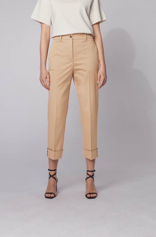 Hugo Boss Relaxed-fit cropped trousers Beige | bfUiuSO8