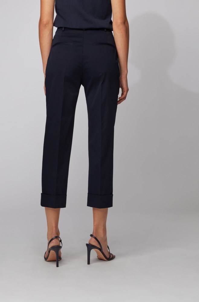 Hugo Boss Relaxed-fit cropped trousers Lyse Blå | IYdShZXt