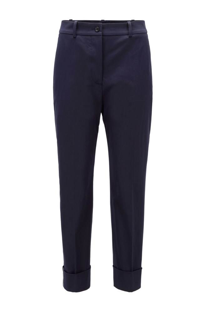 Hugo Boss Relaxed-fit cropped trousers Lyse Blå | IYdShZXt