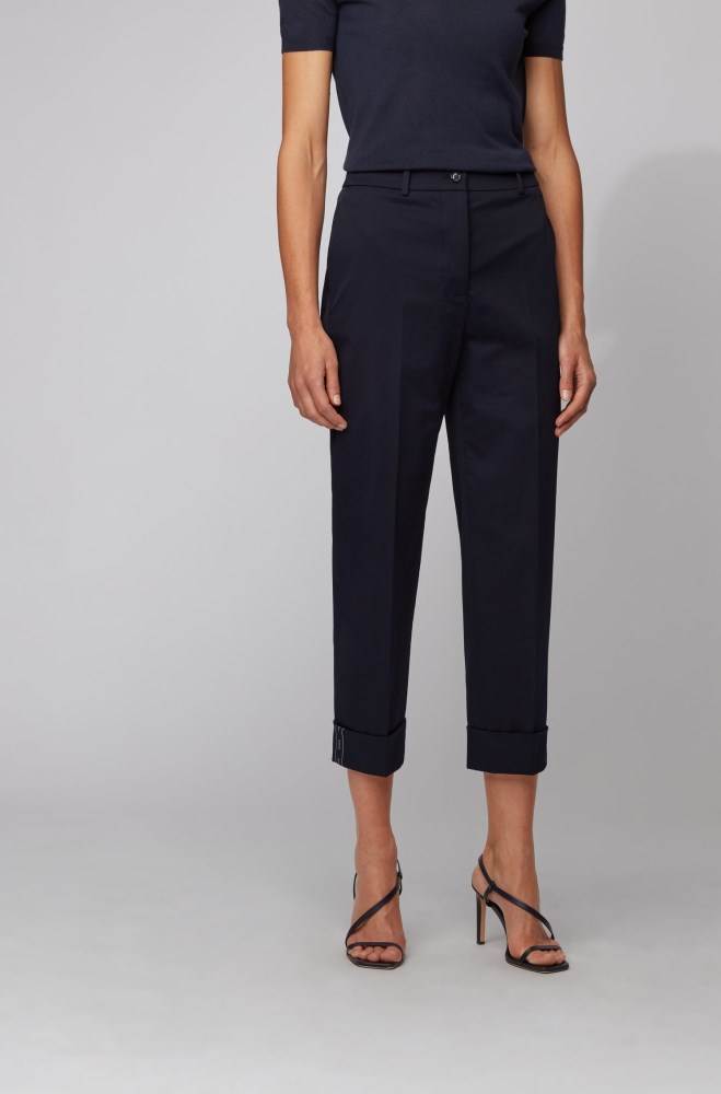 Hugo Boss Relaxed-fit cropped trousers Lyse Blå | IYdShZXt