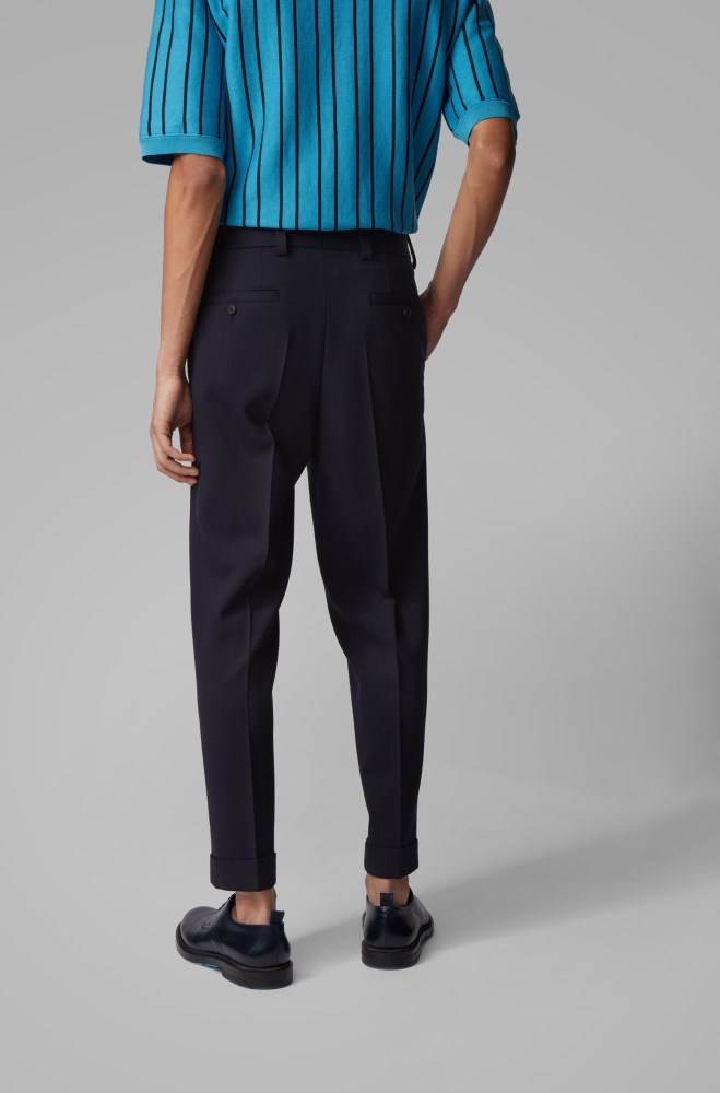 Hugo Boss Relaxed-fit cropped trousers Mørke Blå | 6xhNcu7l