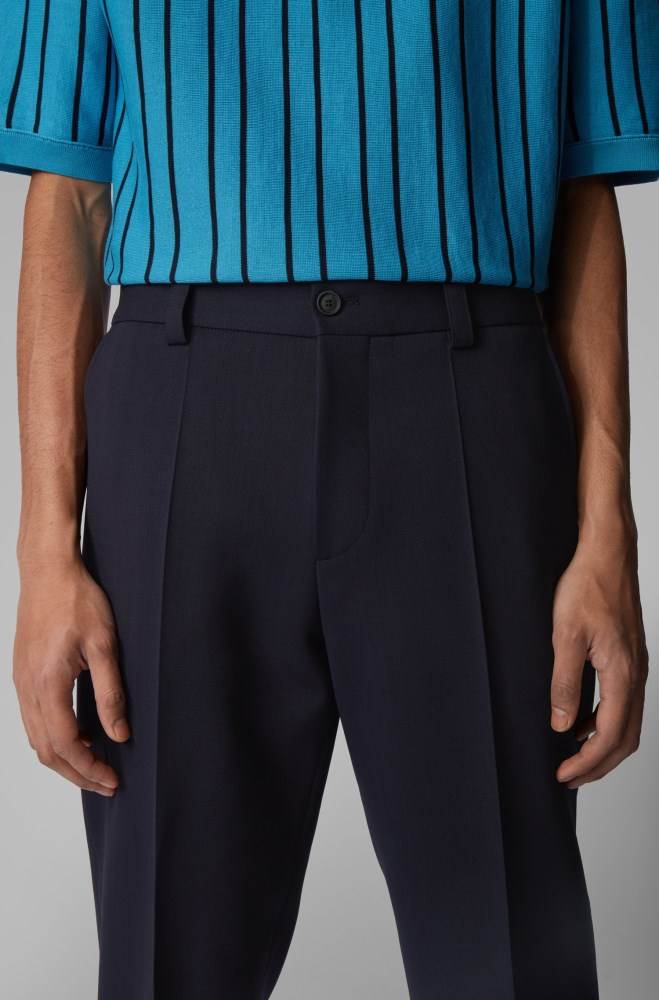 Hugo Boss Relaxed-fit cropped trousers Mørke Blå | 6xhNcu7l