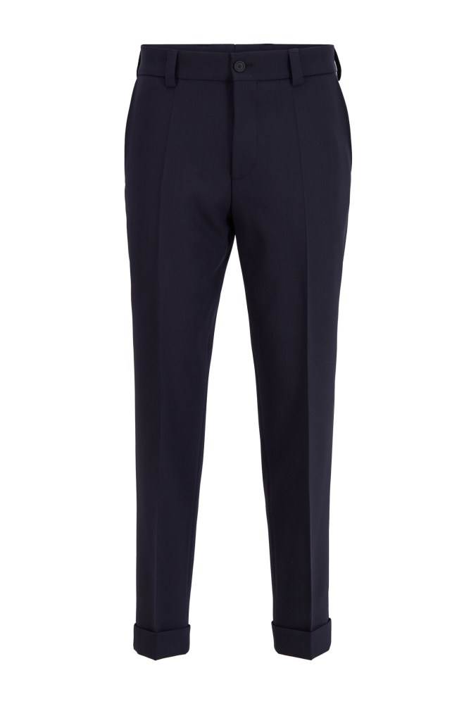 Hugo Boss Relaxed-fit cropped trousers Mørke Blå | 6xhNcu7l