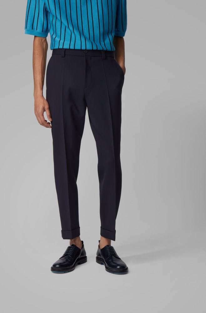 Hugo Boss Relaxed-fit cropped trousers Mørke Blå | 6xhNcu7l