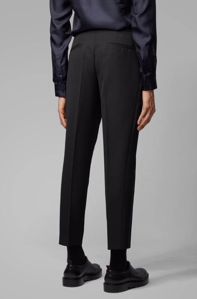 Hugo Boss Relaxed-fit cropped trousers Mørke Blå | yWdR03iX