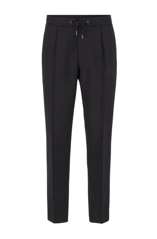 Hugo Boss Relaxed-fit cropped trousers Mørke Blå | yWdR03iX