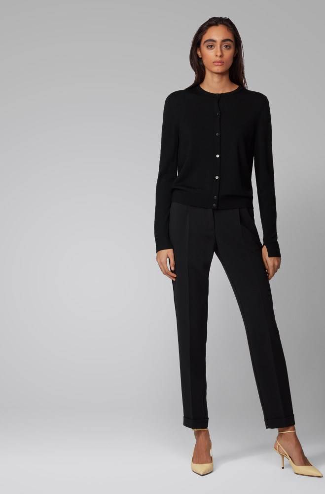 Hugo Boss Relaxed-fit cropped trousers Svarte | Ldu8HMit