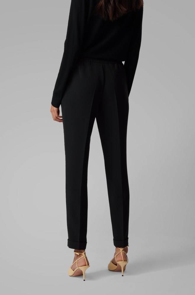 Hugo Boss Relaxed-fit cropped trousers Svarte | Ldu8HMit