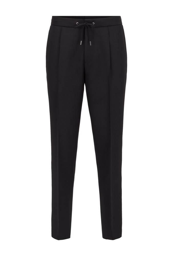 Hugo Boss Relaxed-fit cropped trousers Svarte | OqofaPEL