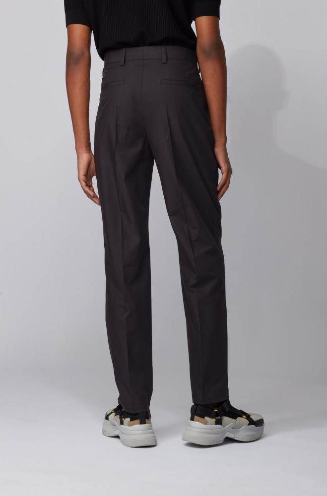 Hugo Boss Relaxed-fit high-waisted trousers Svarte | aRBneJWo