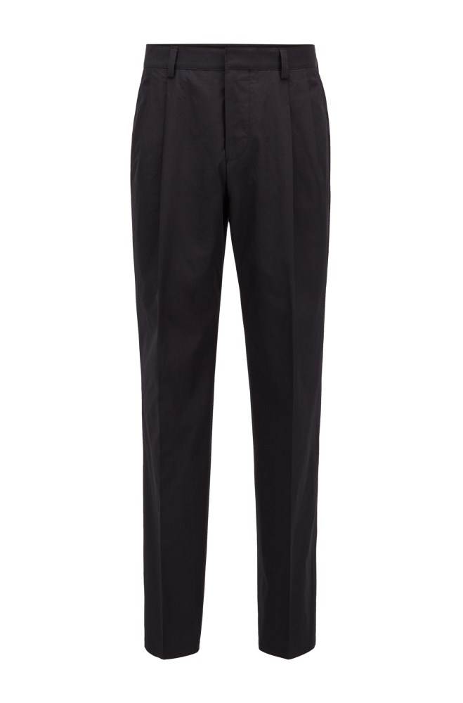 Hugo Boss Relaxed-fit high-waisted trousers Svarte | aRBneJWo