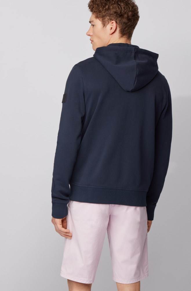 Hugo Boss Relaxed-fit hooded sweatshirt Mørke Blå | 735uLwOf