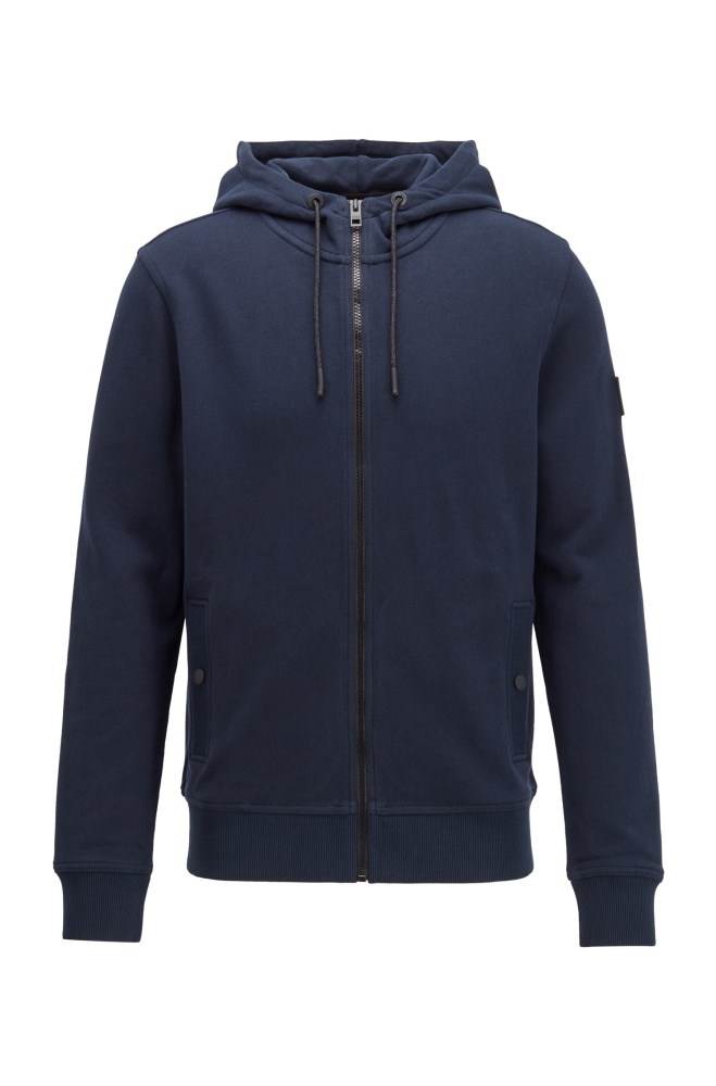 Hugo Boss Relaxed-fit hooded sweatshirt Mørke Blå | 735uLwOf