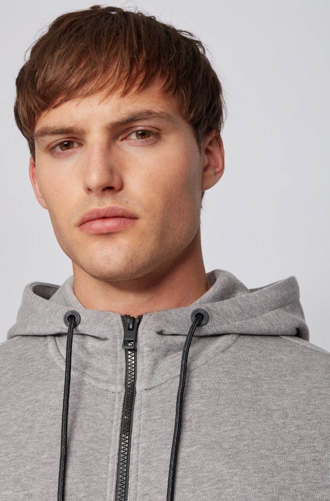 Hugo Boss Relaxed-fit hooded sweatshirt Lyse Grå | Bzk7yv7t