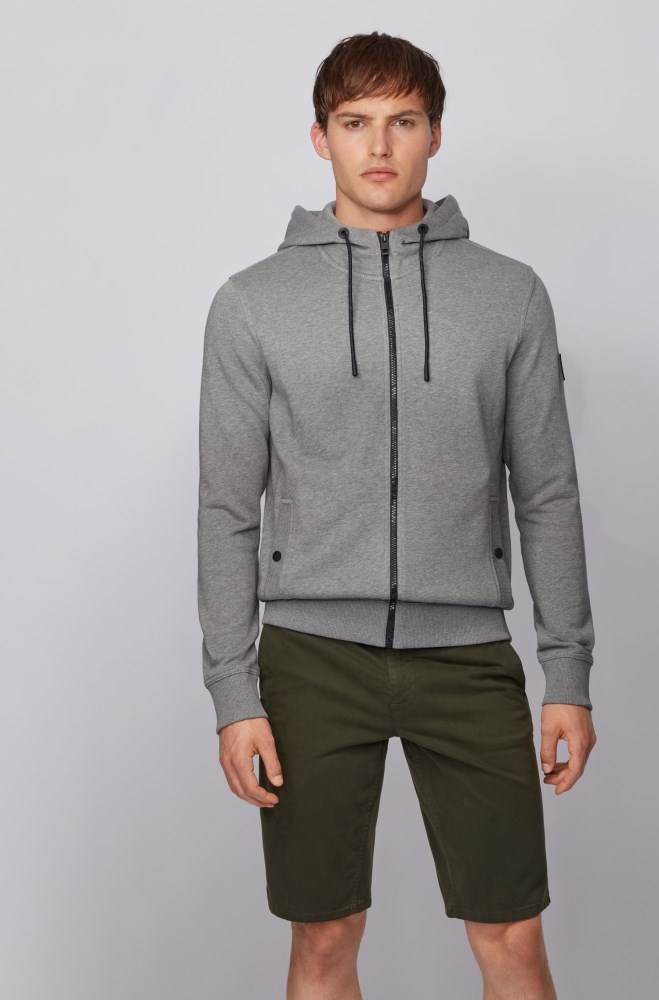 Hugo Boss Relaxed-fit hooded sweatshirt Lyse Grå | Bzk7yv7t