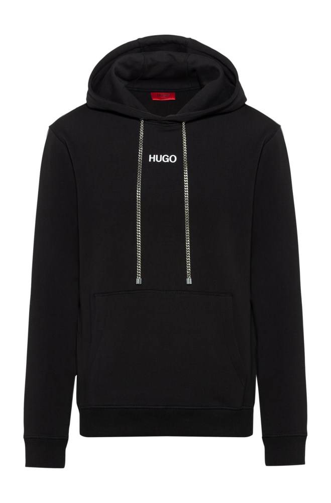 Hugo Boss Relaxed-fit hooded sweatshirt Svarte | kcO3z9ZM