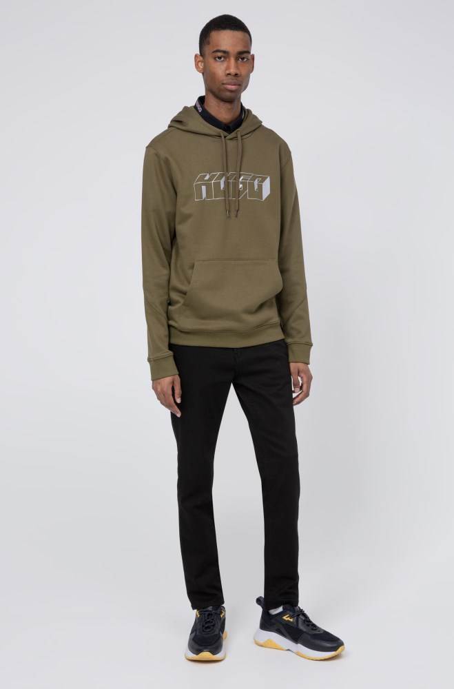 Hugo Boss Relaxed-fit hoodie Khaki | TRwuJ21K