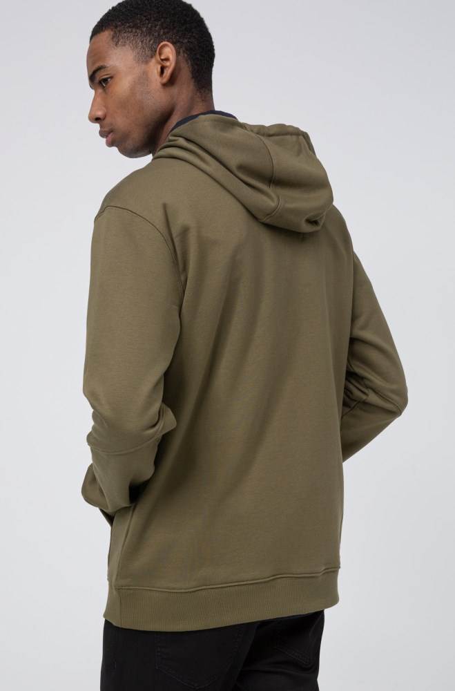 Hugo Boss Relaxed-fit hoodie Khaki | TRwuJ21K