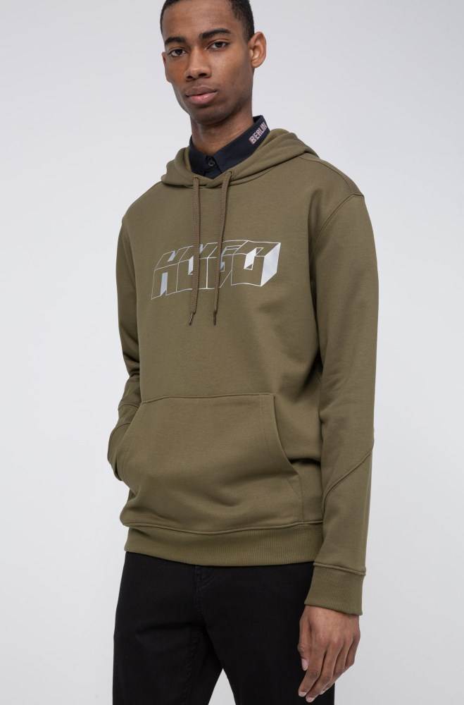 Hugo Boss Relaxed-fit hoodie Khaki | TRwuJ21K