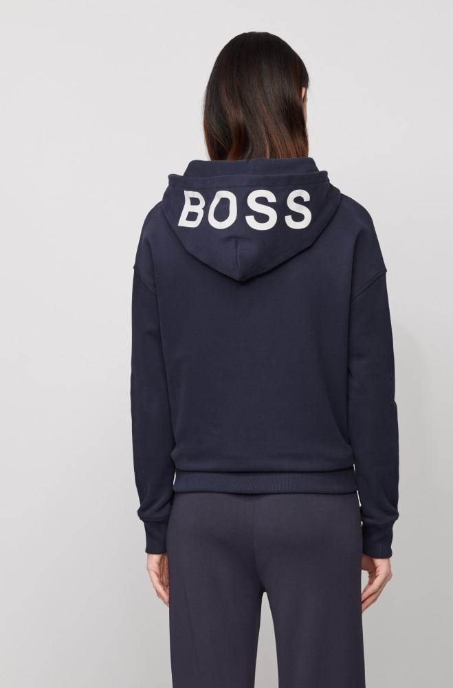 Hugo Boss Relaxed-fit hoodie Lyse Blå | 1cX4cYQq