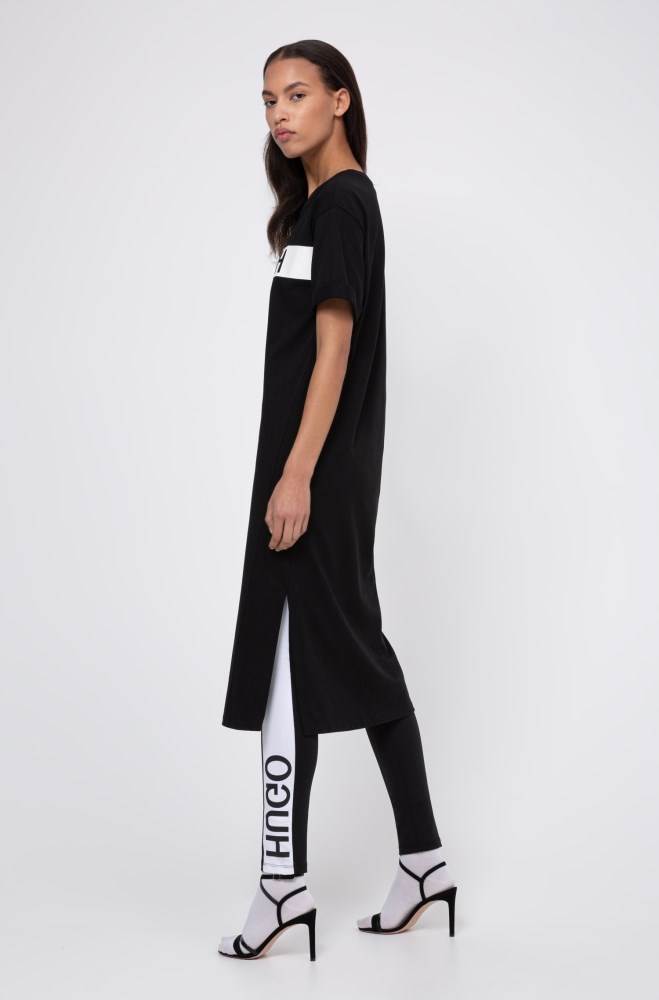 Hugo Boss Relaxed-fit jersey T-shirt dress Svarte | LxbpYk4s