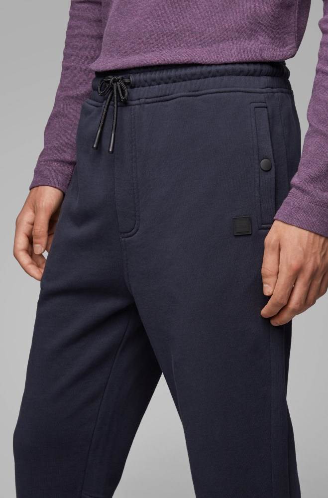 Hugo Boss Relaxed-fit jersey trousers Mørke Blå | qBBDWryq