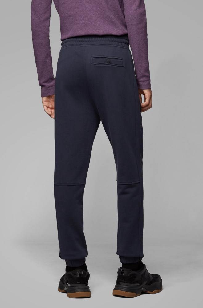 Hugo Boss Relaxed-fit jersey trousers Mørke Blå | qBBDWryq