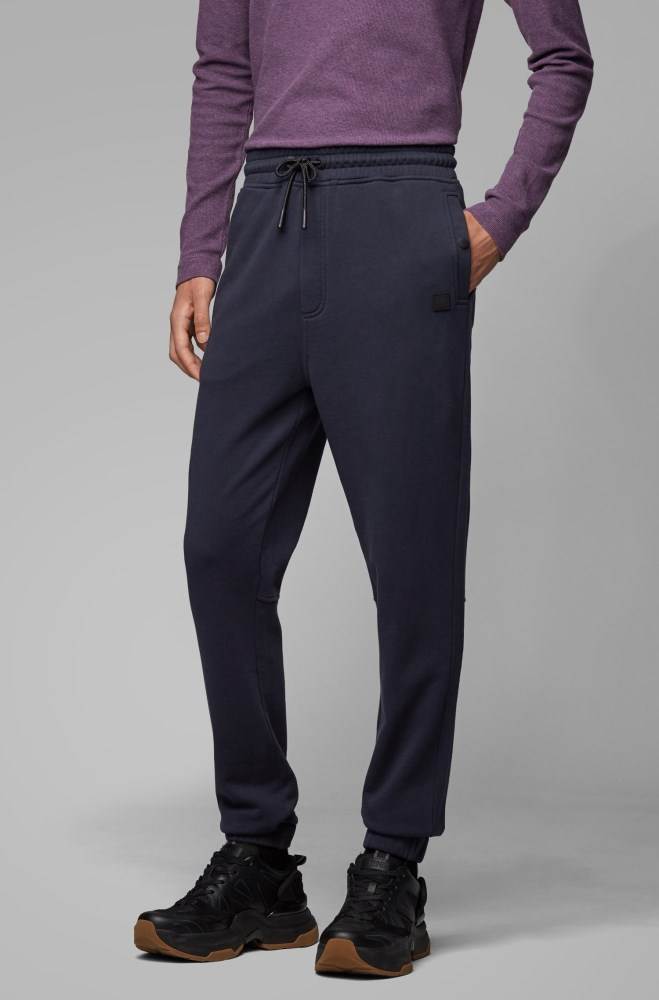 Hugo Boss Relaxed-fit jersey trousers Mørke Blå | qBBDWryq