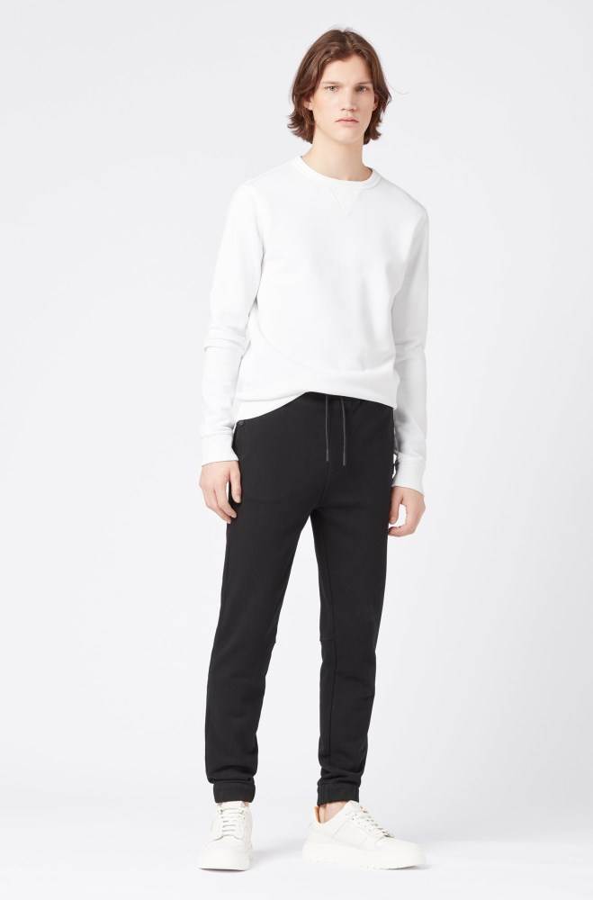 Hugo Boss Relaxed-fit jersey trousers Svarte | MMzu2MXR