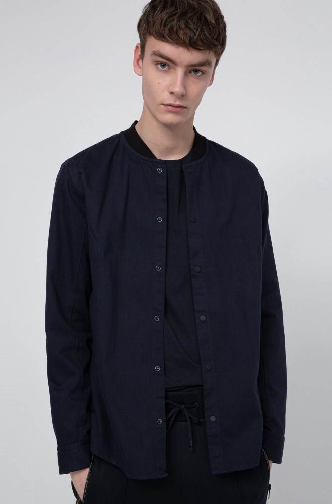 Hugo Boss Relaxed-fit overshirt Mørke Blå | aLZl3maW