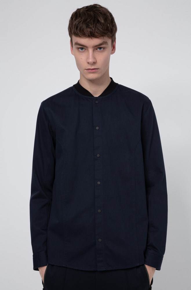 Hugo Boss Relaxed-fit overshirt Mørke Blå | aLZl3maW