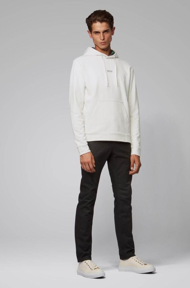 Hugo Boss Relaxed-fit plastic-free sweatshirt Hvite | QRL2N1ep