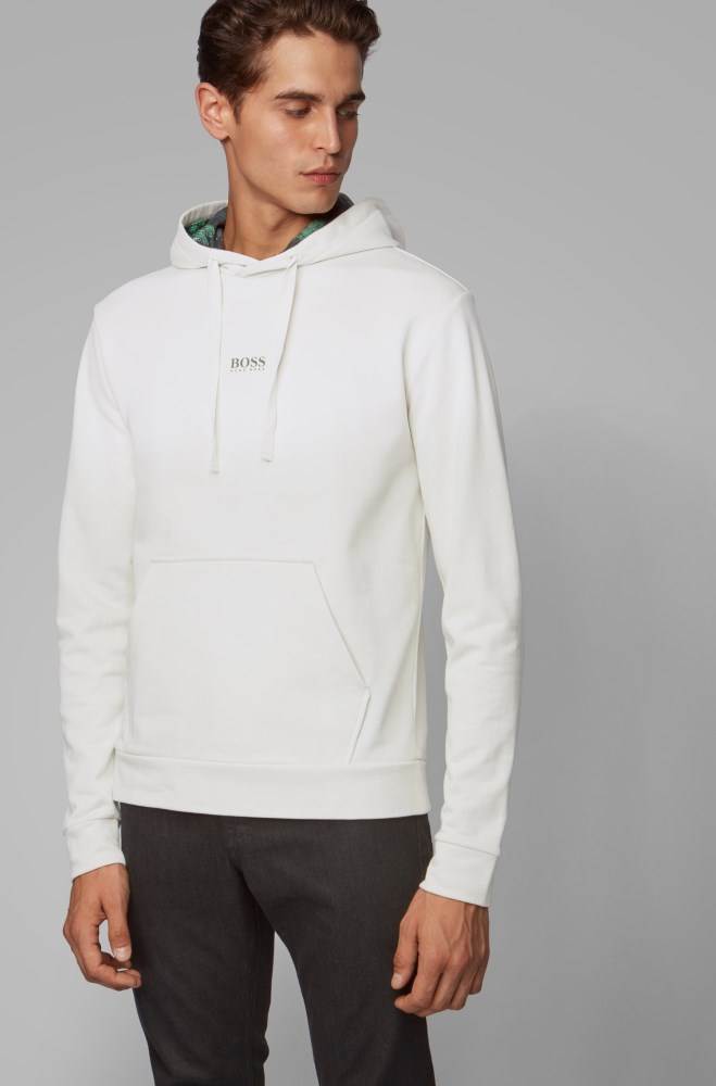 Hugo Boss Relaxed-fit plastic-free sweatshirt Hvite | QRL2N1ep